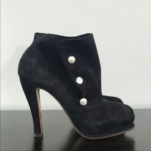 Michel Perry Petalo Black Suede Booties
